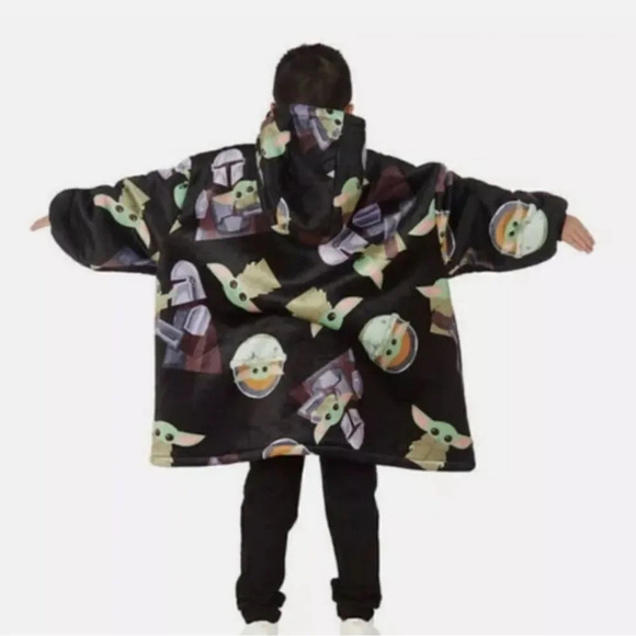 #14 Star Wars Kids Oversized Hoodie Baby Yoda Grogu Mandalorian - Picture 8 of 9